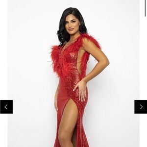 Glamorous Red Backless Sequin Dress